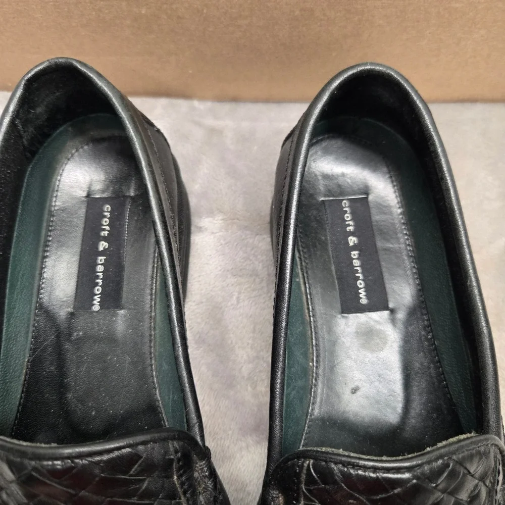 Croft & Barrow Nantucket Black Leather Woven Loafers Mens 10 M Slip On Shoes